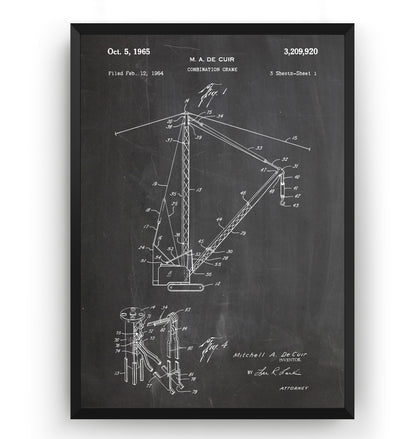 Combination Crane 1965 Patent Print - Magic Posters