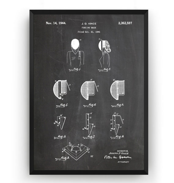 Fencing Mask 1944 Patent Print - Magic Posters