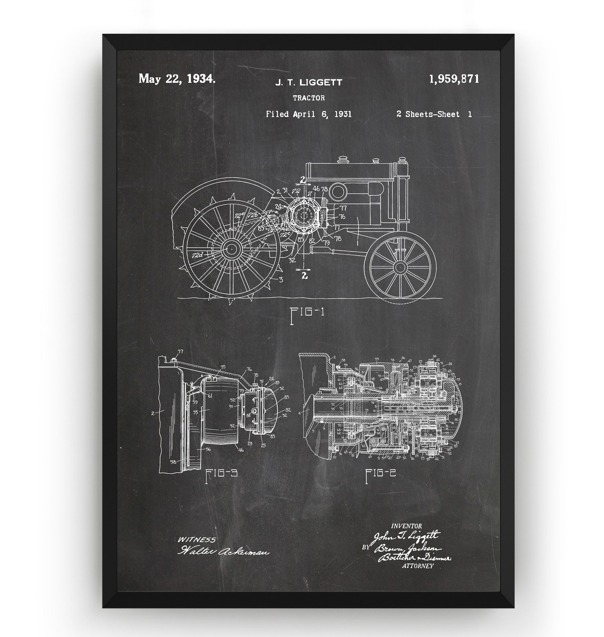 John Deere Tractor 1931 Patent Print - Magic Posters