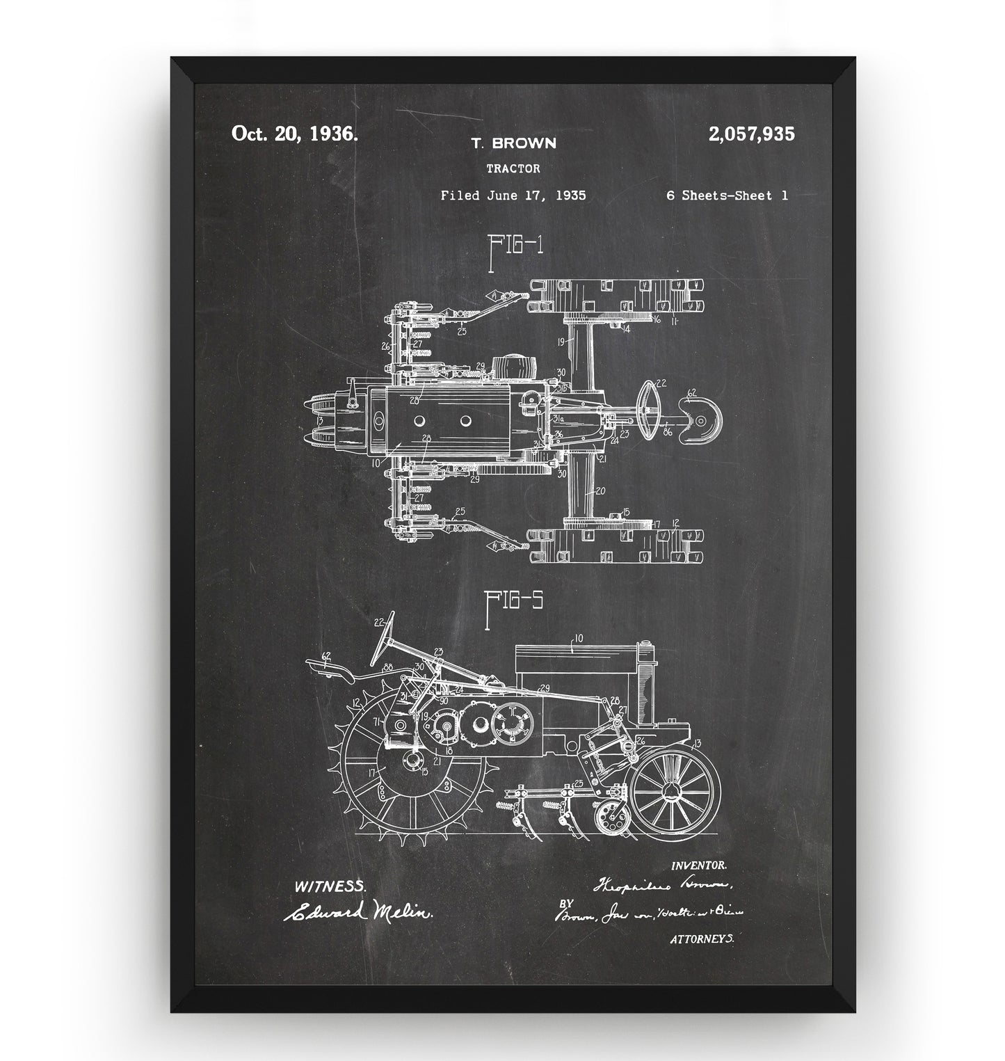 John Deere Tractor 1936 Patent Print - Magic Posters