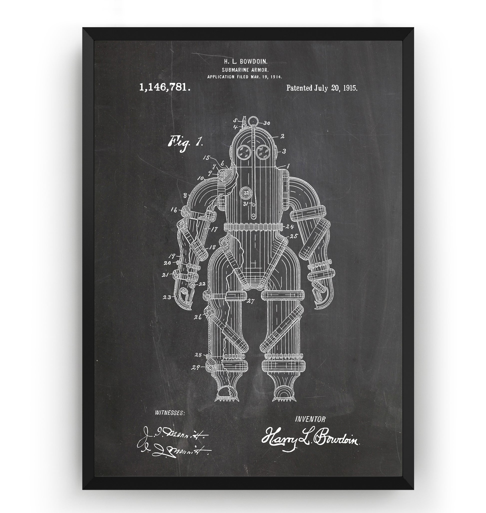 Submarine Armour 1915 Patent Print - Magic Posters