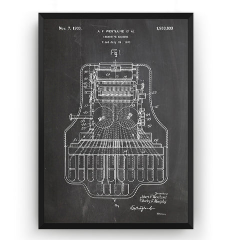 Stenotype Machine 1933 Patent Print - Magic Posters