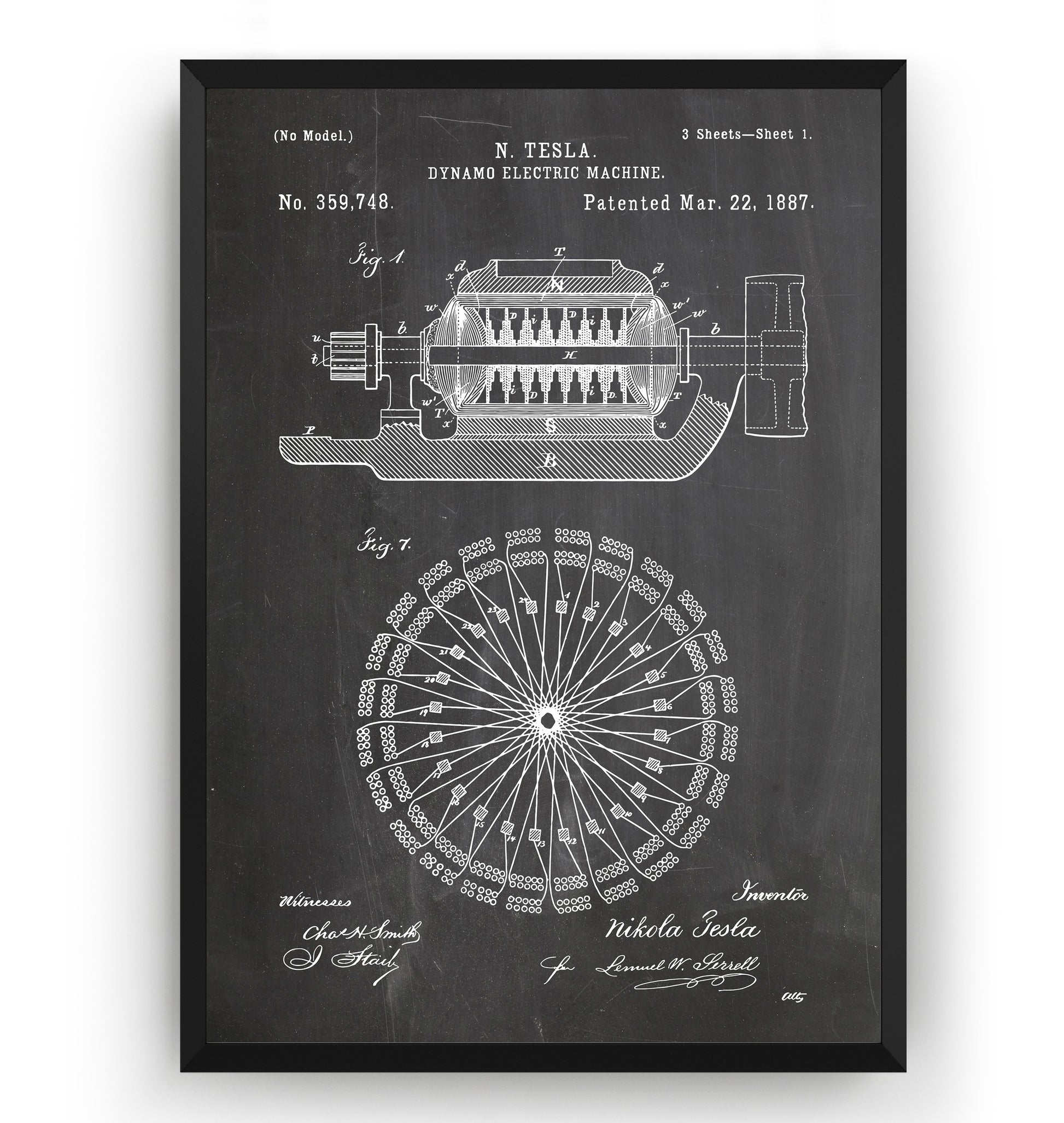 Tesla Dynamo Electric Machine 1887 Patent Print - Magic Posters