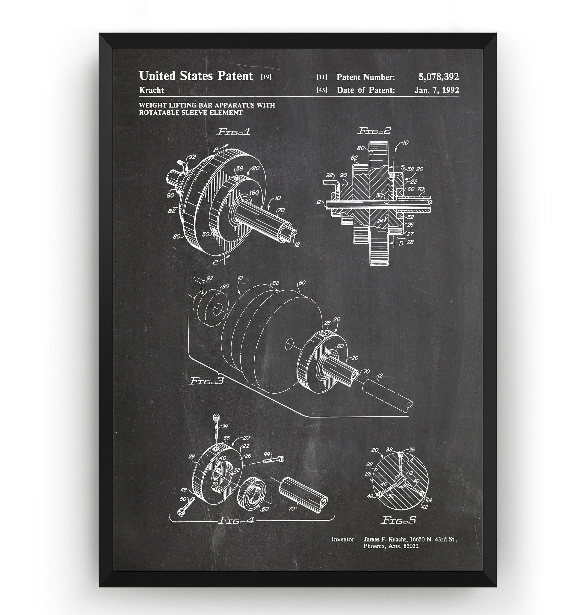Weightlifting Bar 1992 Patent Print - Magic Posters