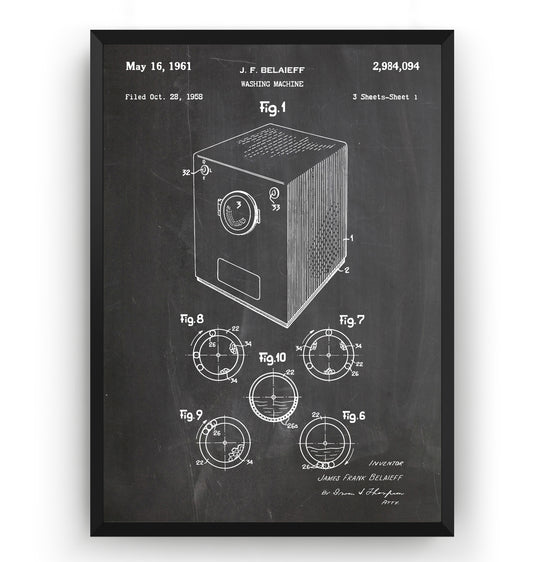 Washing Machine 1961 Patent Print - Magic Posters