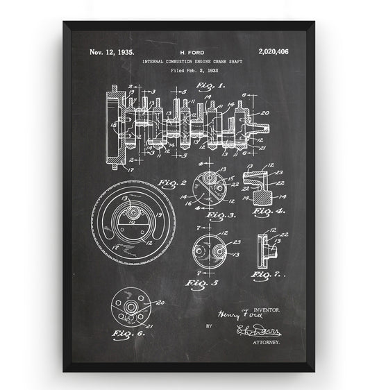 Henry Ford Crankshaft 1935 Patent Print - Magic Posters