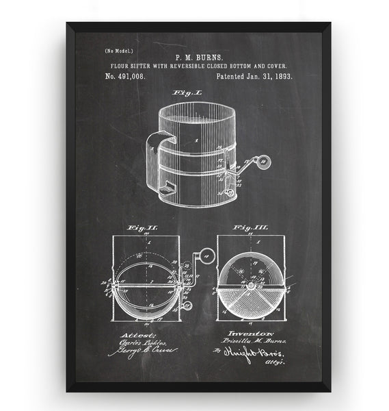 Flour Sifter 1893 Patent Print - Magic Posters