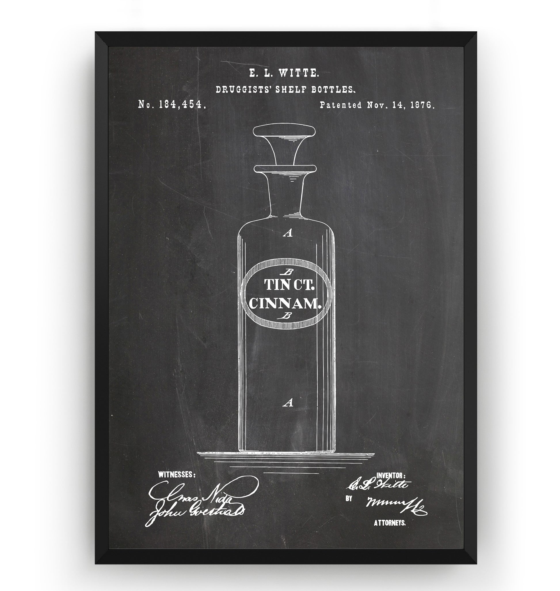 Prescription Bottle 1876 Patent Print - Magic Posters
