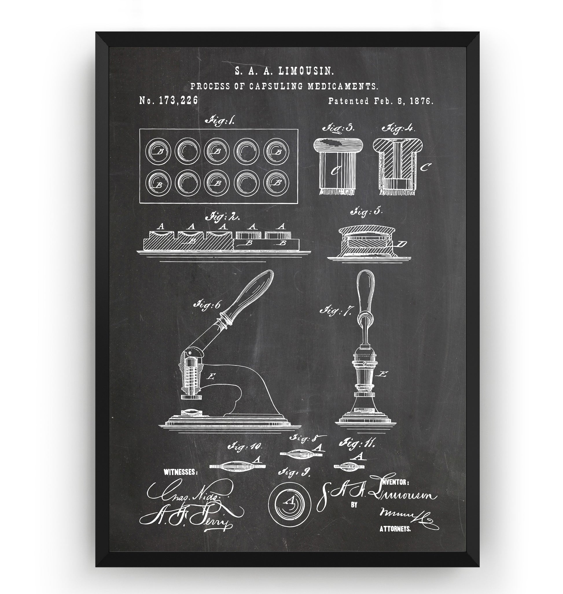 Pharmacist Pill Press 1876 Patent Print - Magic Posters