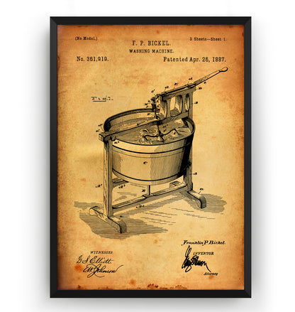 Washing Machine 1887 Patent Print - Magic Posters