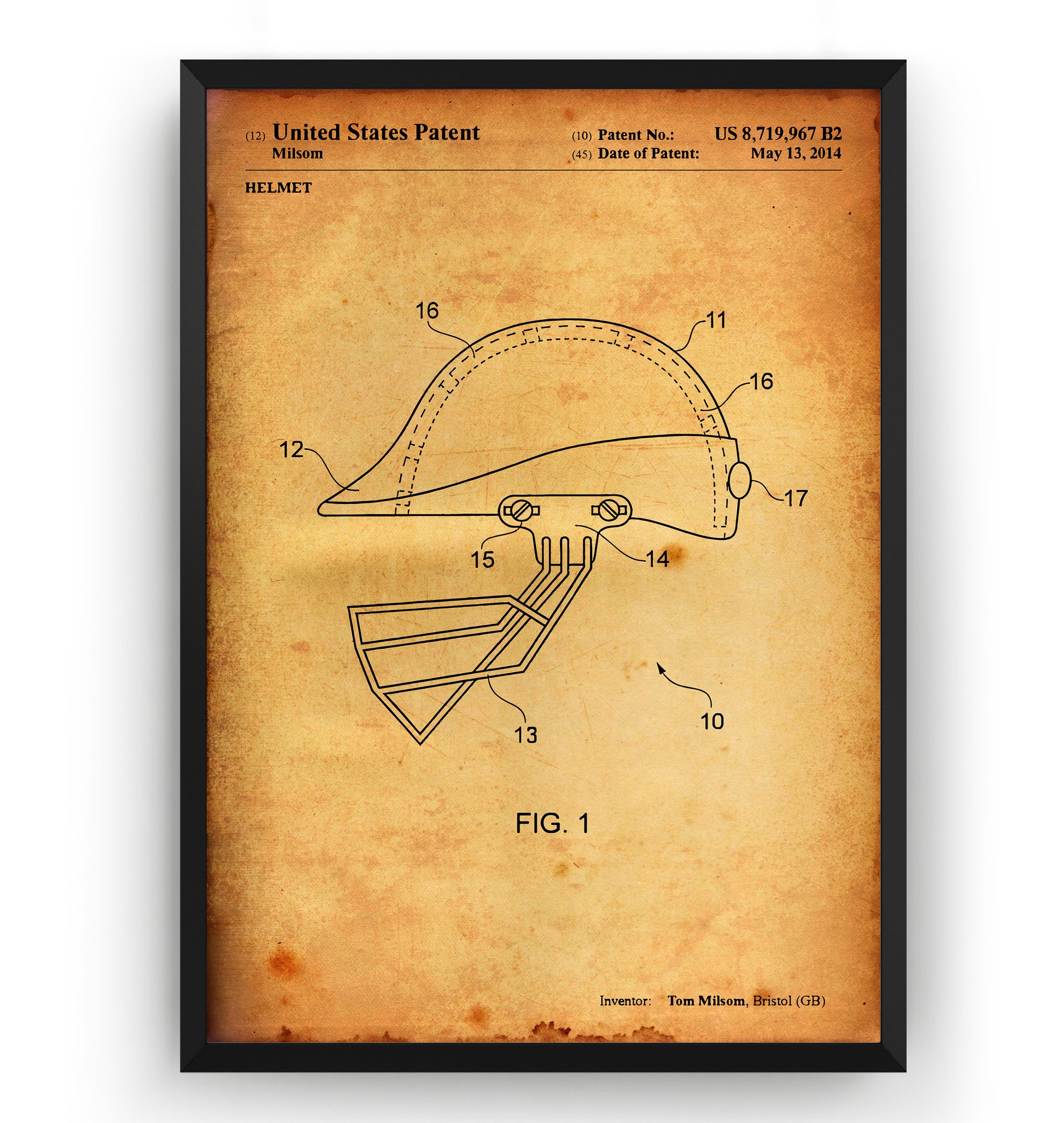 Cricket Helmet 2014 Patent Print - Magic Posters