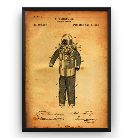 Diving Armour 1893 Patent Print - Magic Posters