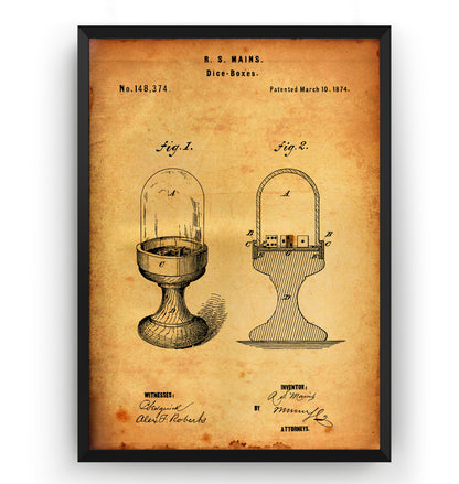 Dice Boxes 1874 Patent Print - Magic Posters