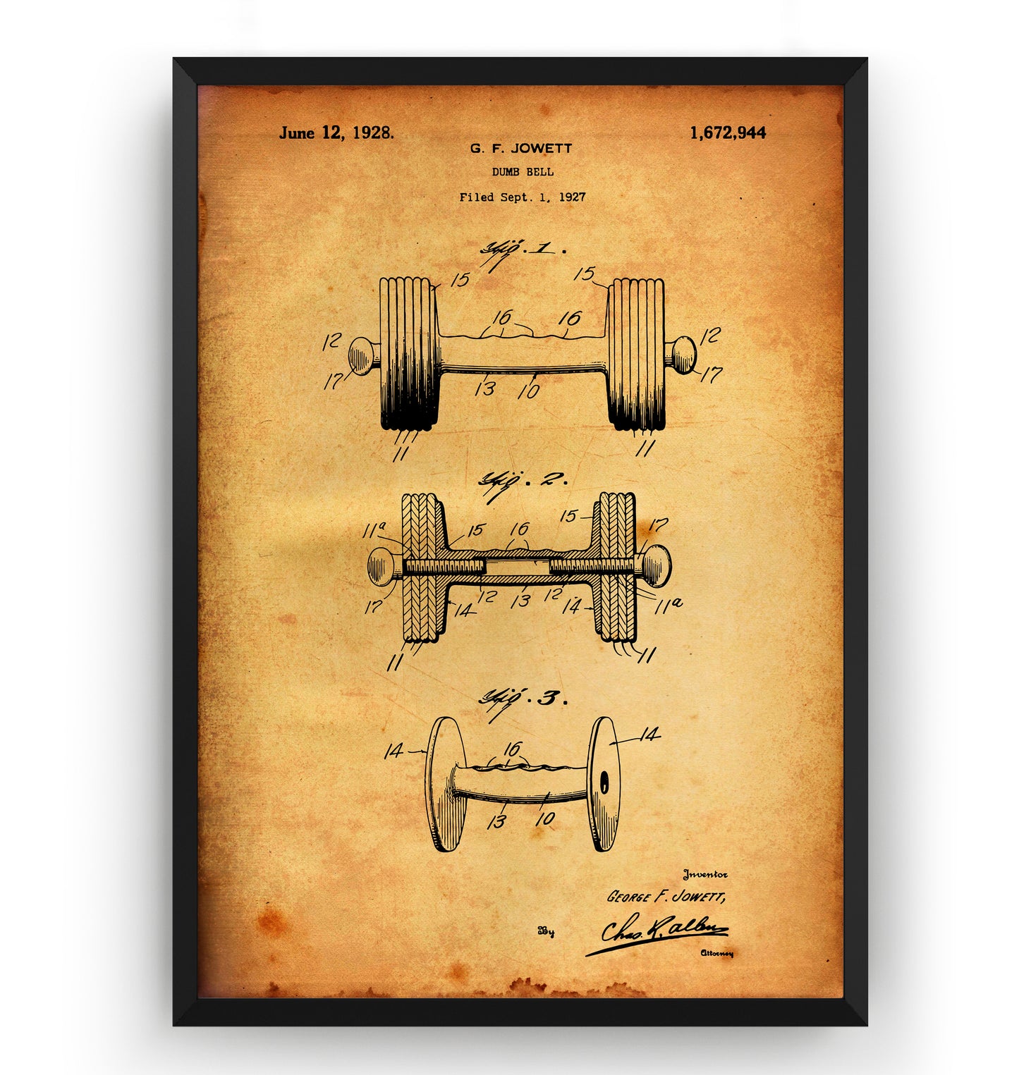 Dumbbell 1927 Patent Print - Magic Posters