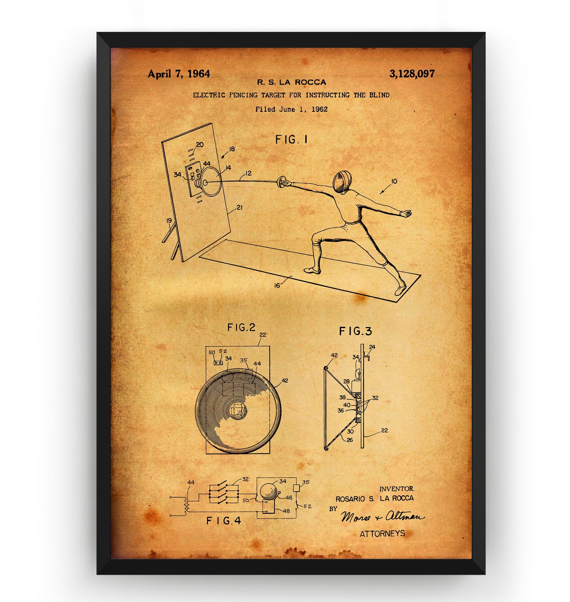 Electronic Fencing Target 1964 Patent Print - Magic Posters