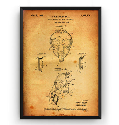 Gas Mask 1944 Patent Print - Magic Posters