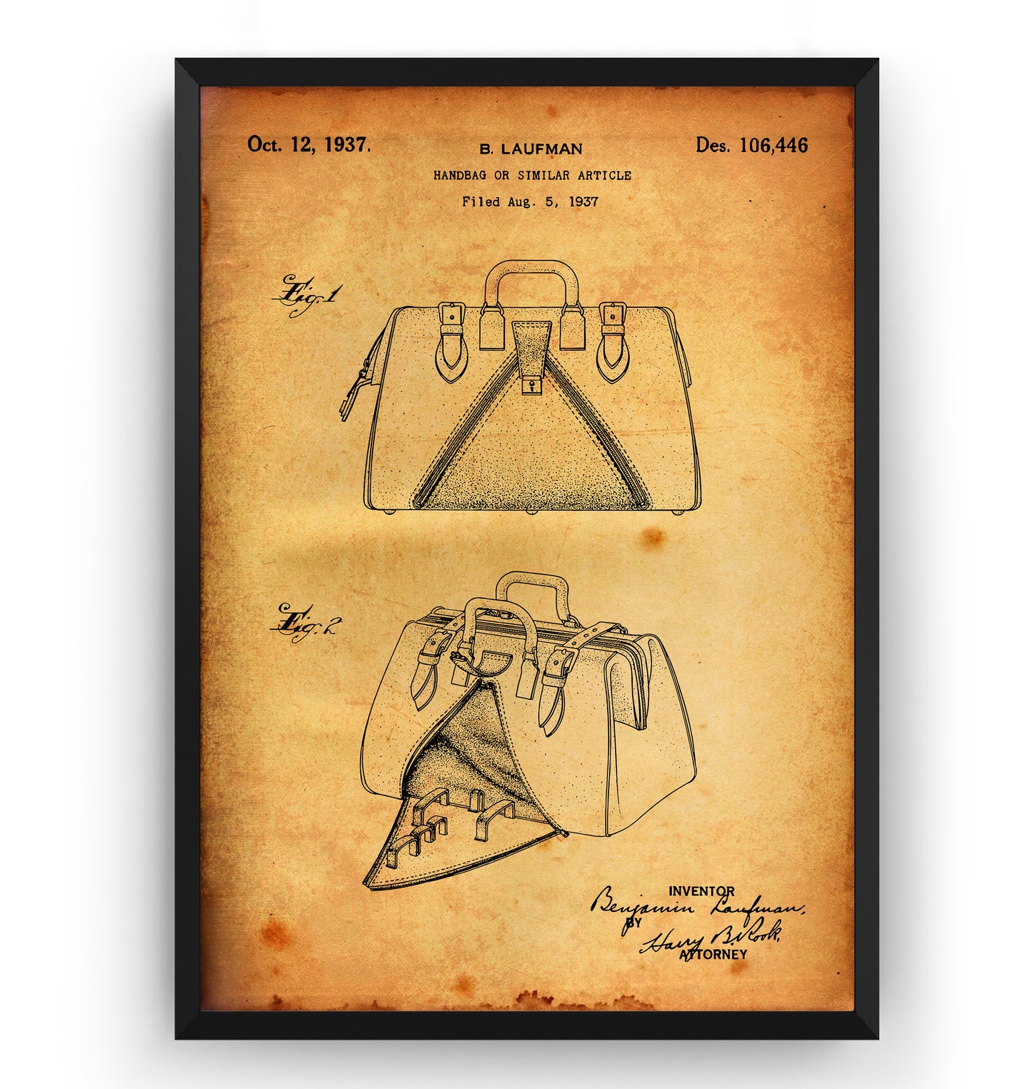 Handbag 1934 Patent Print - Magic Posters