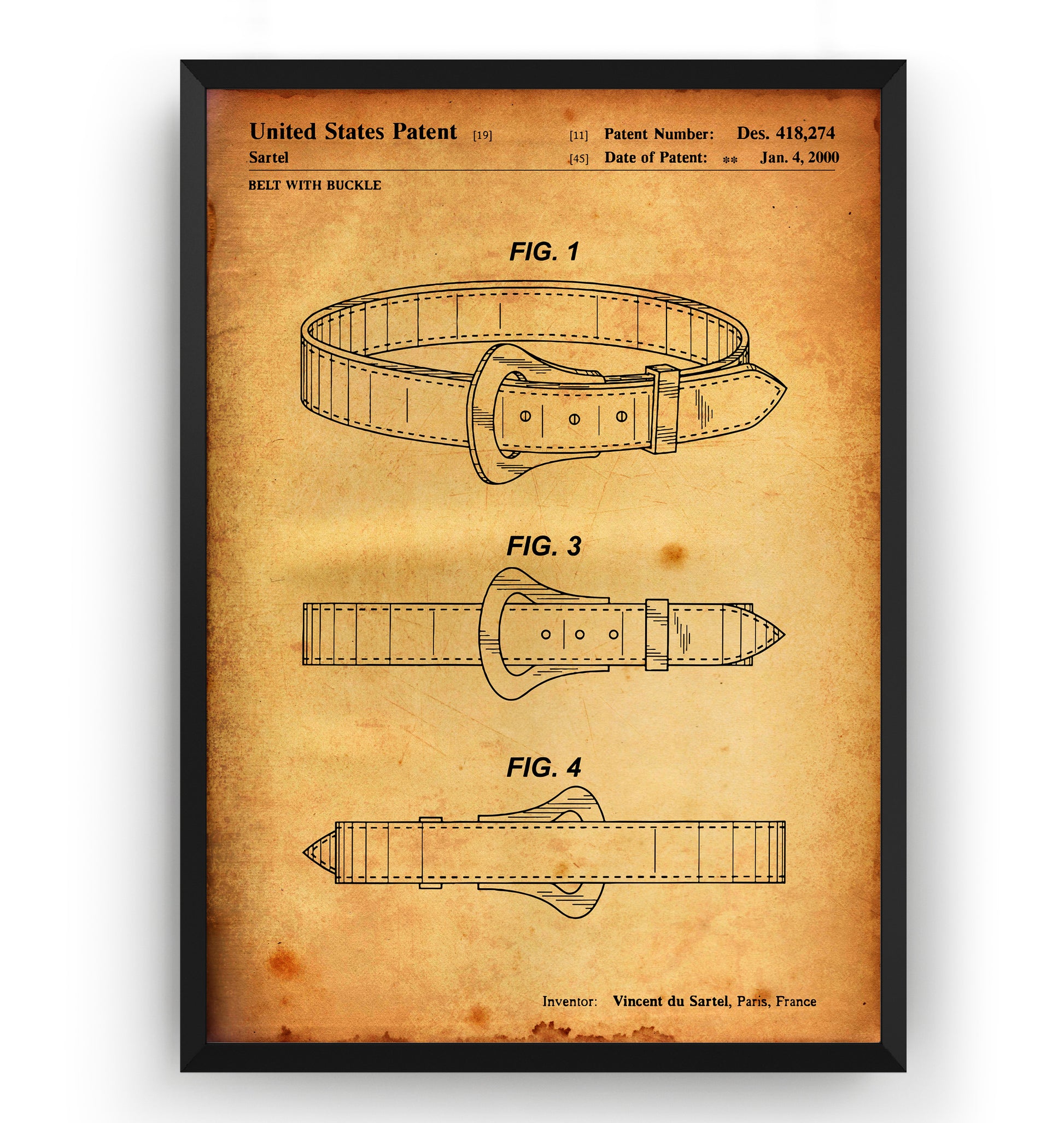 LV Belt With Buckle 2000 Patent Print - Magic Posters