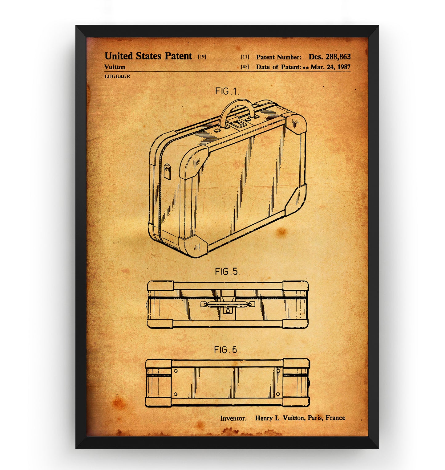 LV Luggage Suitcase 1987 Patent Print - Magic Posters