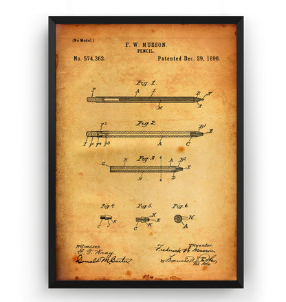 Pencil 1896 Patent Print - Magic Posters