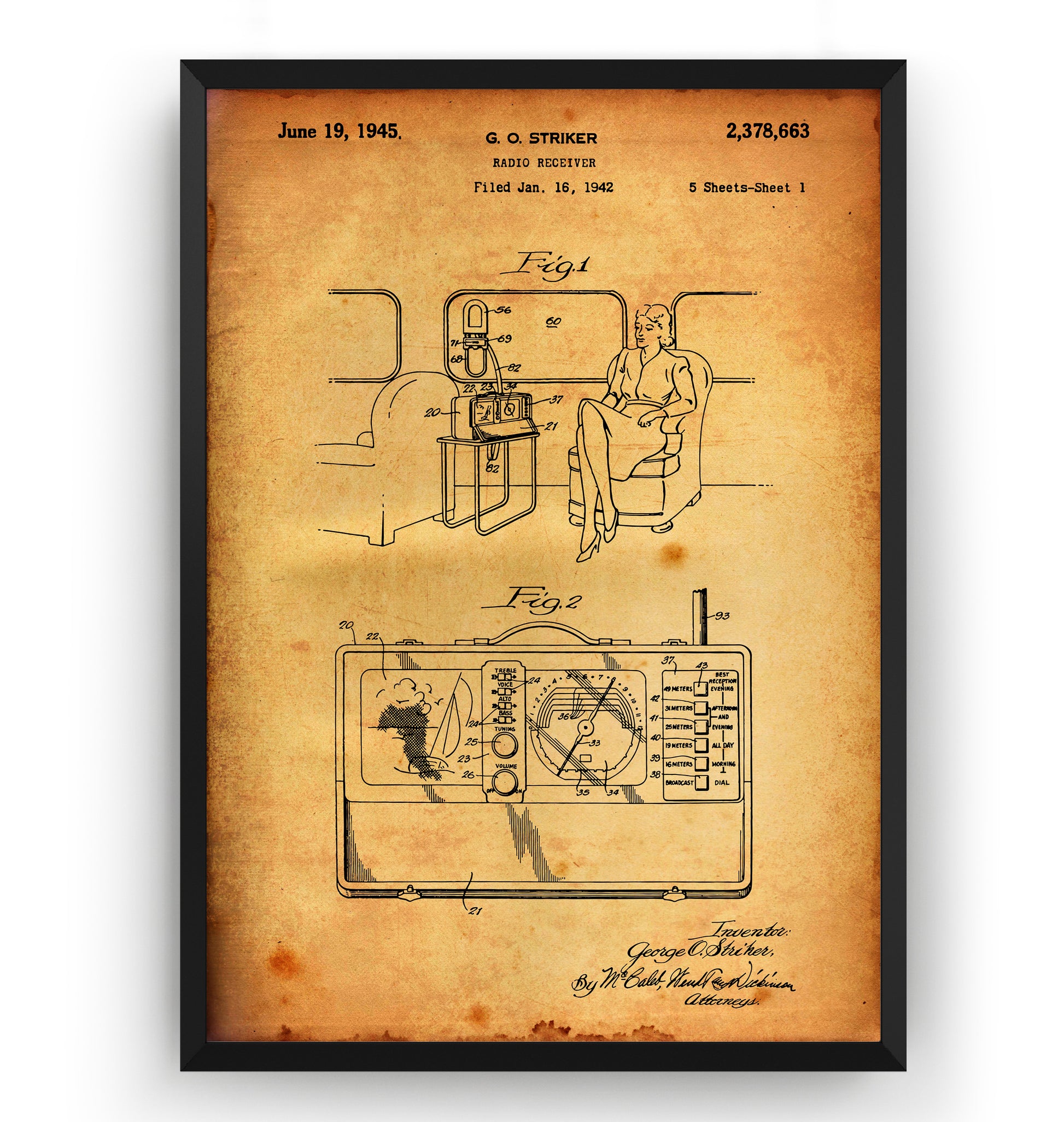 Radio Receiver 1942 Patent Print - Magic Posters