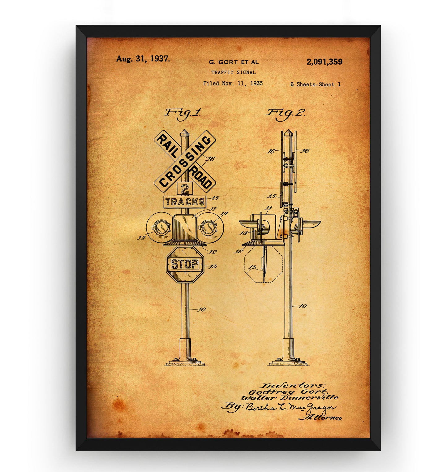 Railroad Signal 1935 Patent Print - Magic Posters