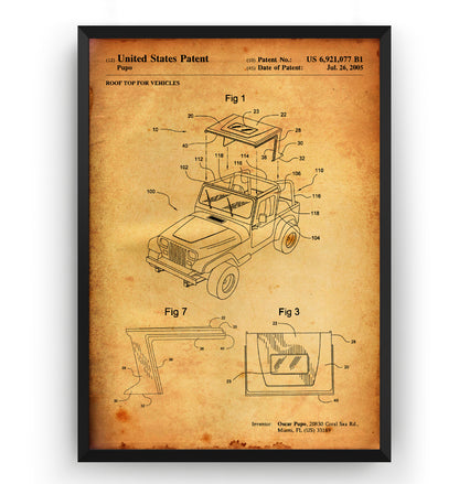 Roof Top For Jeep 2005 Patent Print - Magic Posters