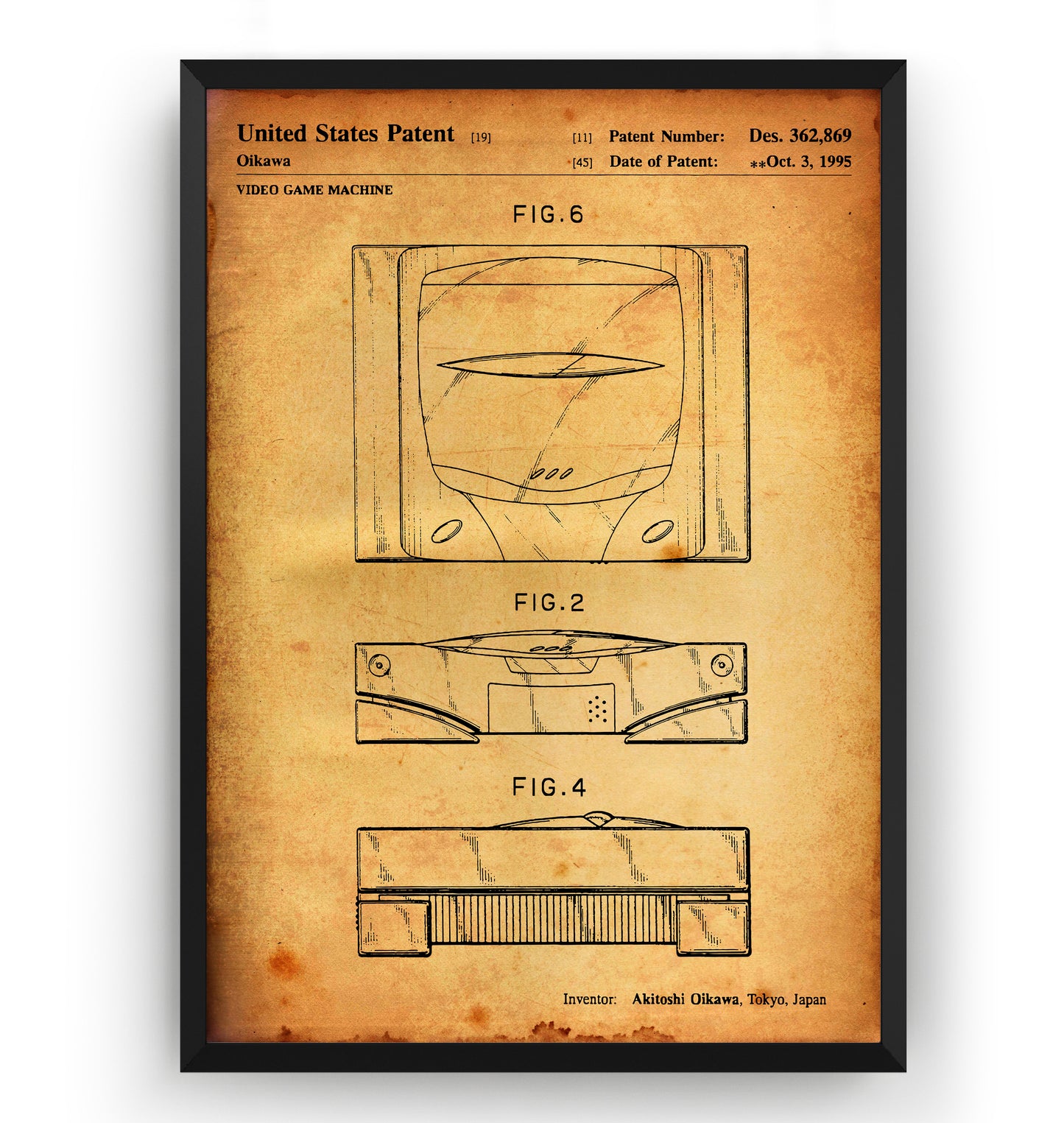 Saturn Design Without Cartridge Slot 1994 Patent Print - Magic Posters