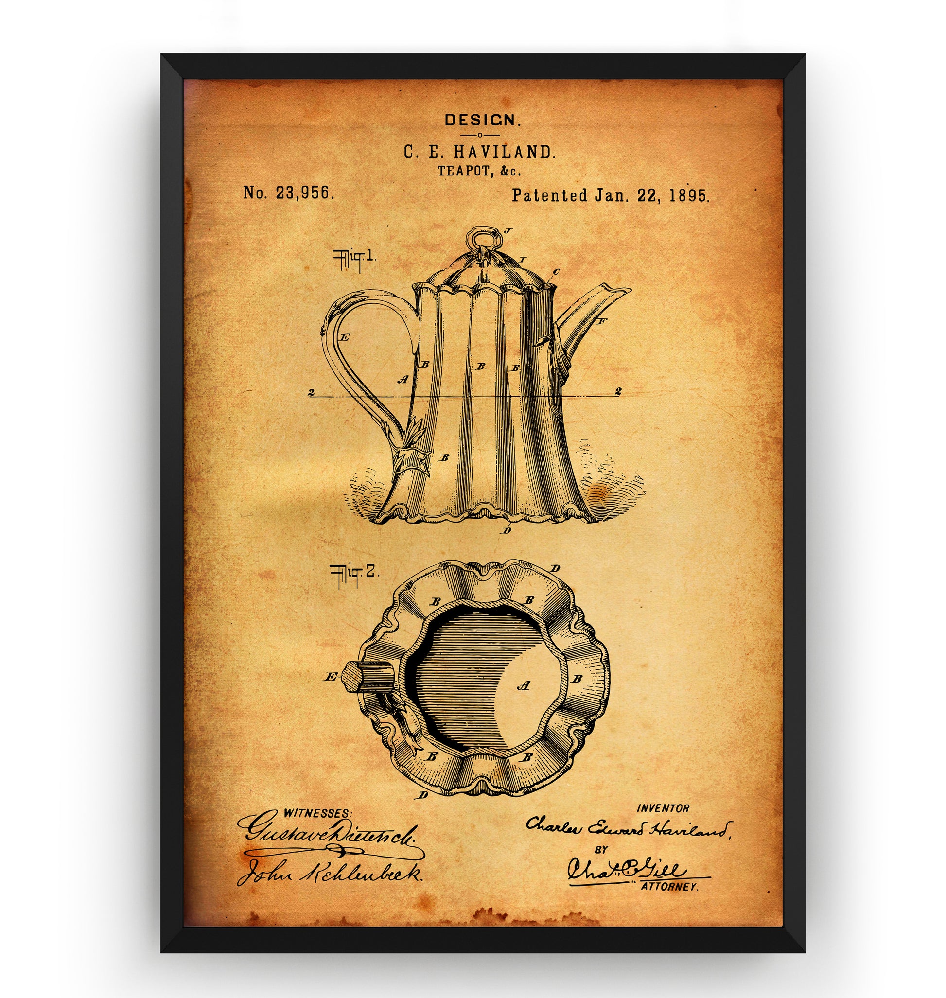 Tea Pot 1895 Patent Print - Magic Posters