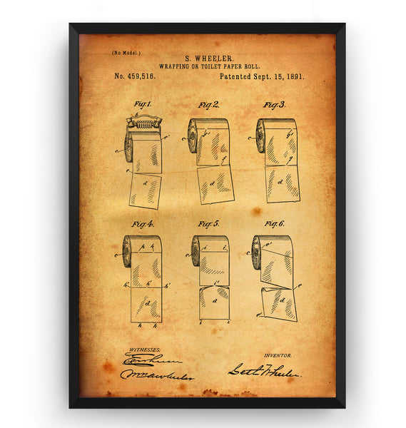 Toilet Paper Roll 1891 Patent Print - Magic Posters