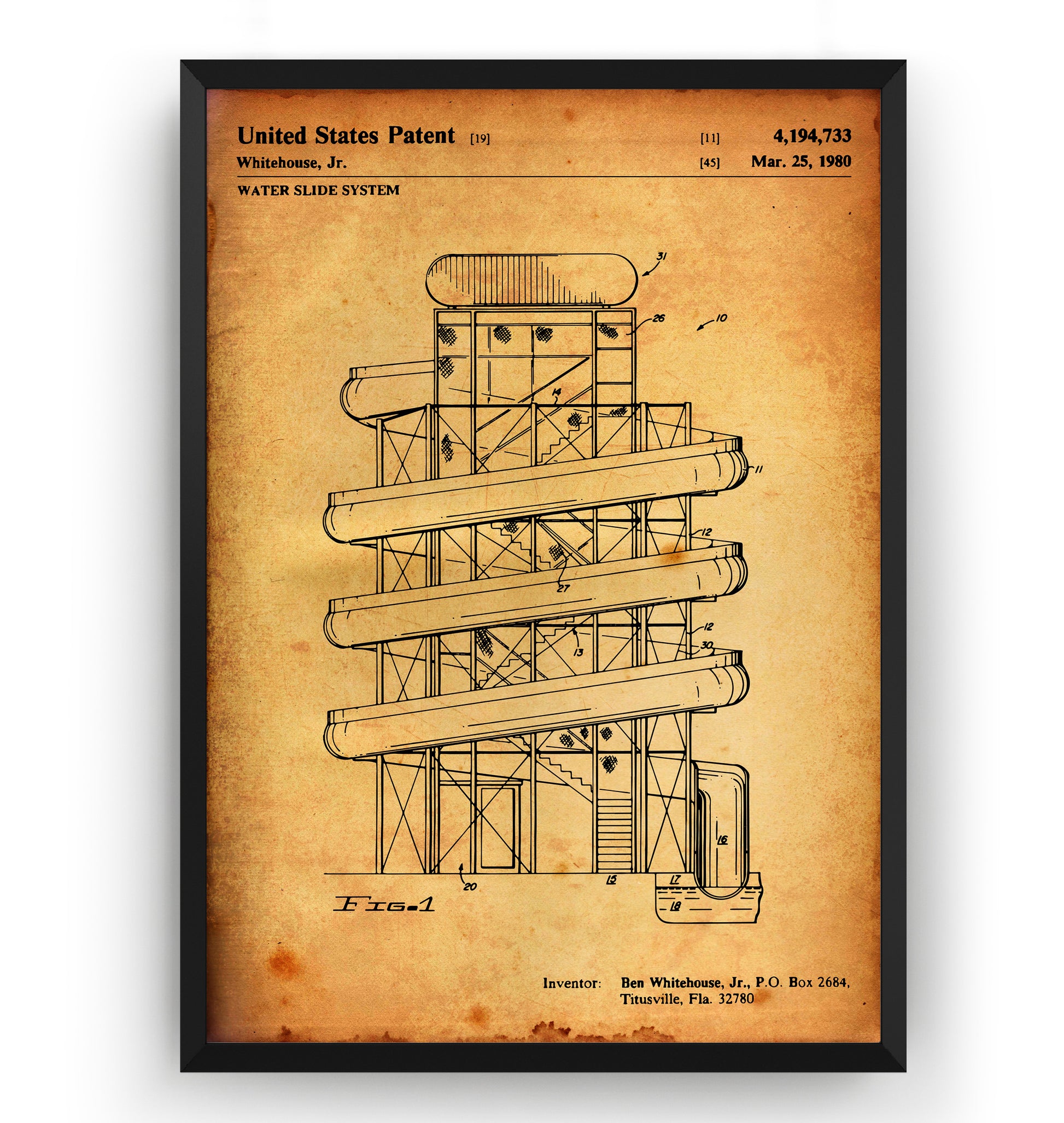 Water Slide 1980 Patent Print - Magic Posters