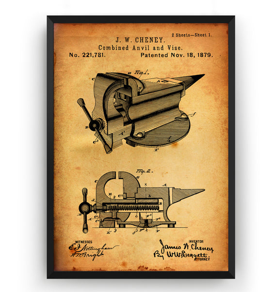 Combined Anvil And Vice 1883 Patent Print - Magic Posters