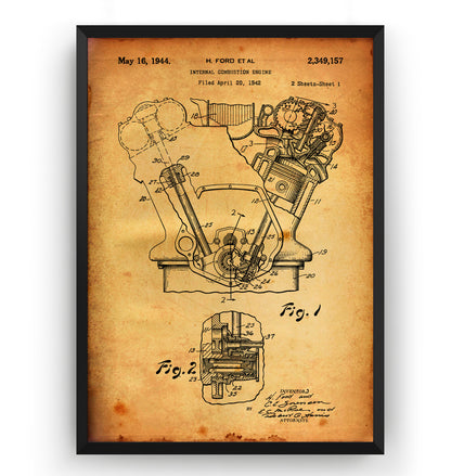 Henry Ford Combustion Engine 1944 Patent Print - Magic Posters