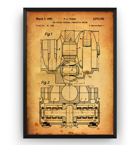 Lambretta Engine 1961 Patent Print - Magic Posters