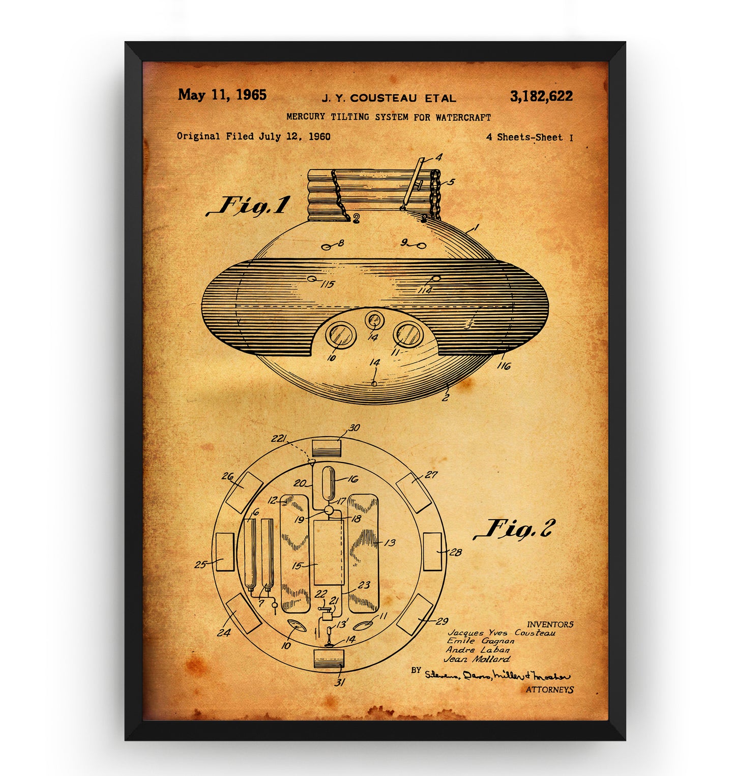 Mercury Tilting System 1965 Patent Print - Magic Posters