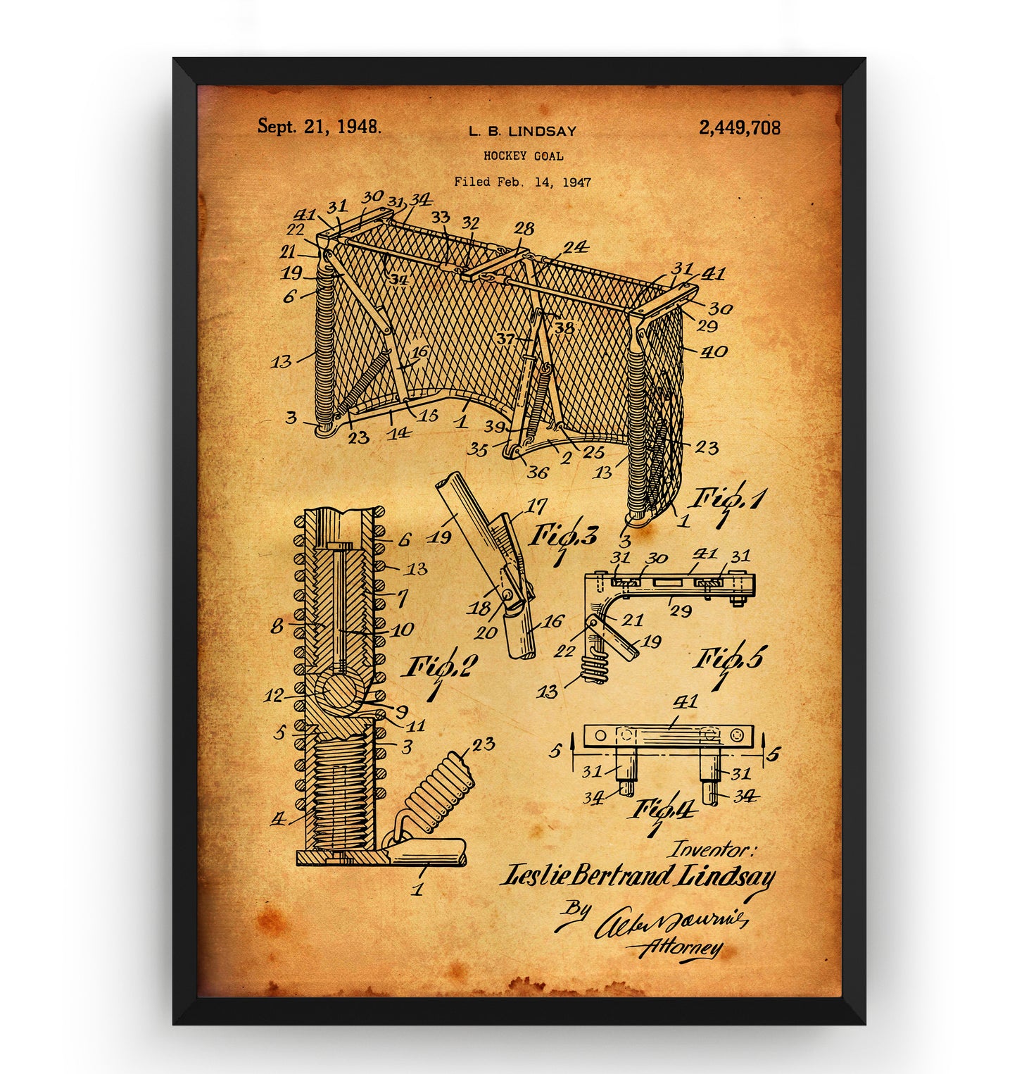 Ice Hockey Goal 1948 Patent Print - Magic Posters