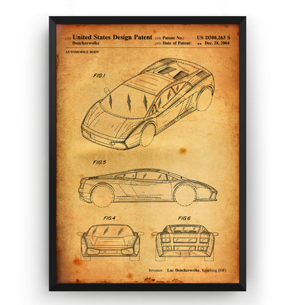 Lamborghini Gallardo 2004 Patent Print - Magic Posters