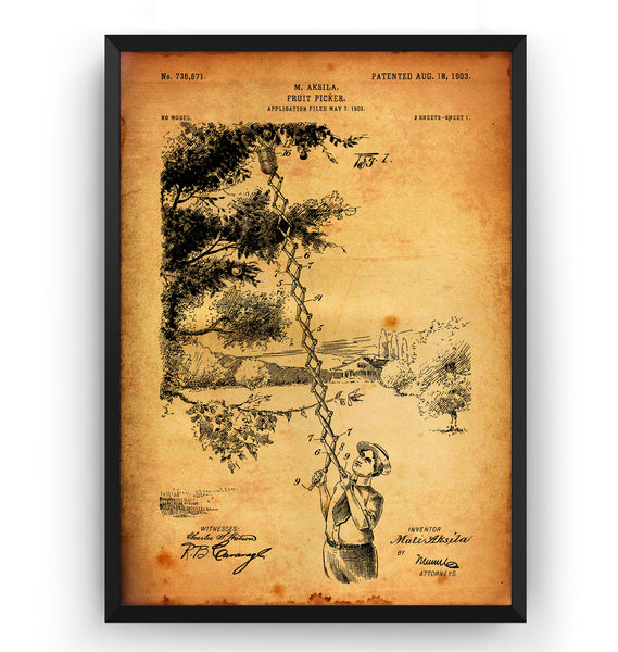 Fruit Picker 1903 Patent Print - Magic Posters