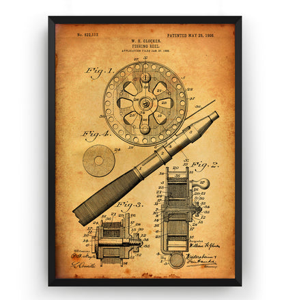 Fishing Reel 1906 Patent Print - Magic Posters