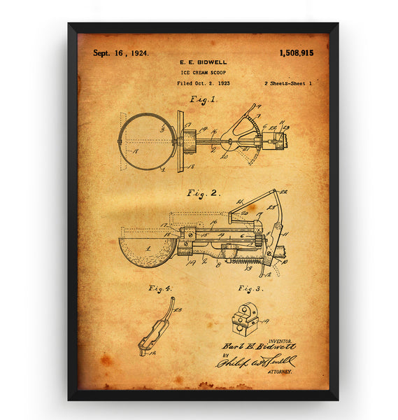 Ice Cream Scoop 1924 Patent Print - Magic Posters