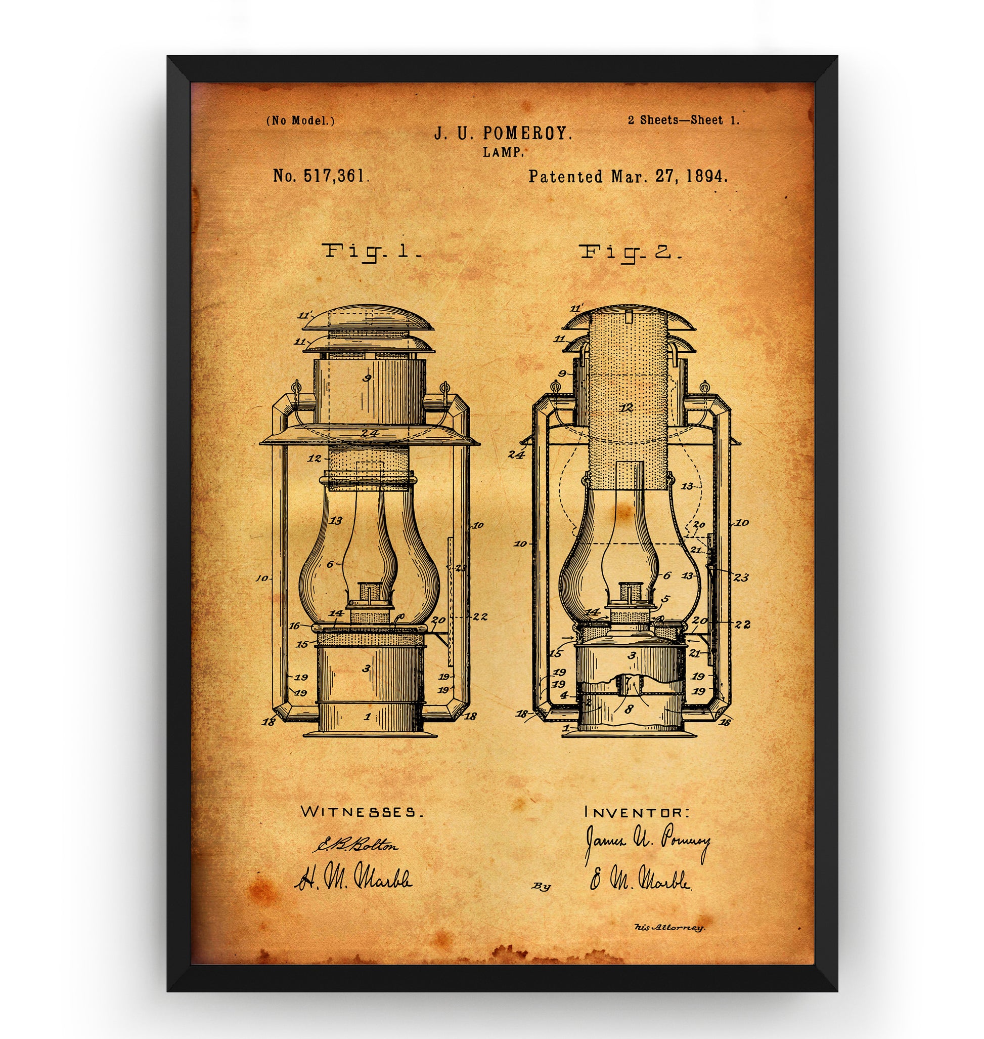 Lamp 1894 Patent Print - Magic Posters