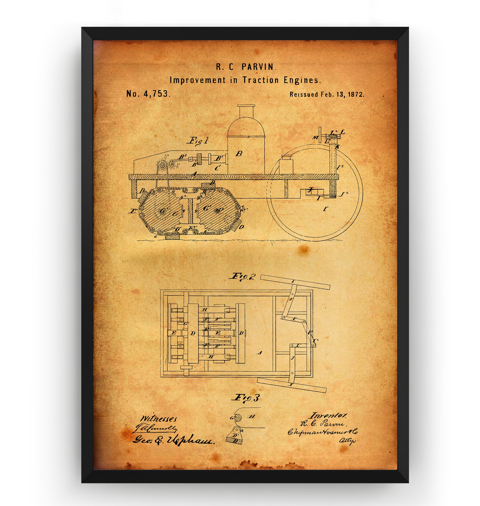 Steam Plow 1872 Patent Print - Magic Posters
