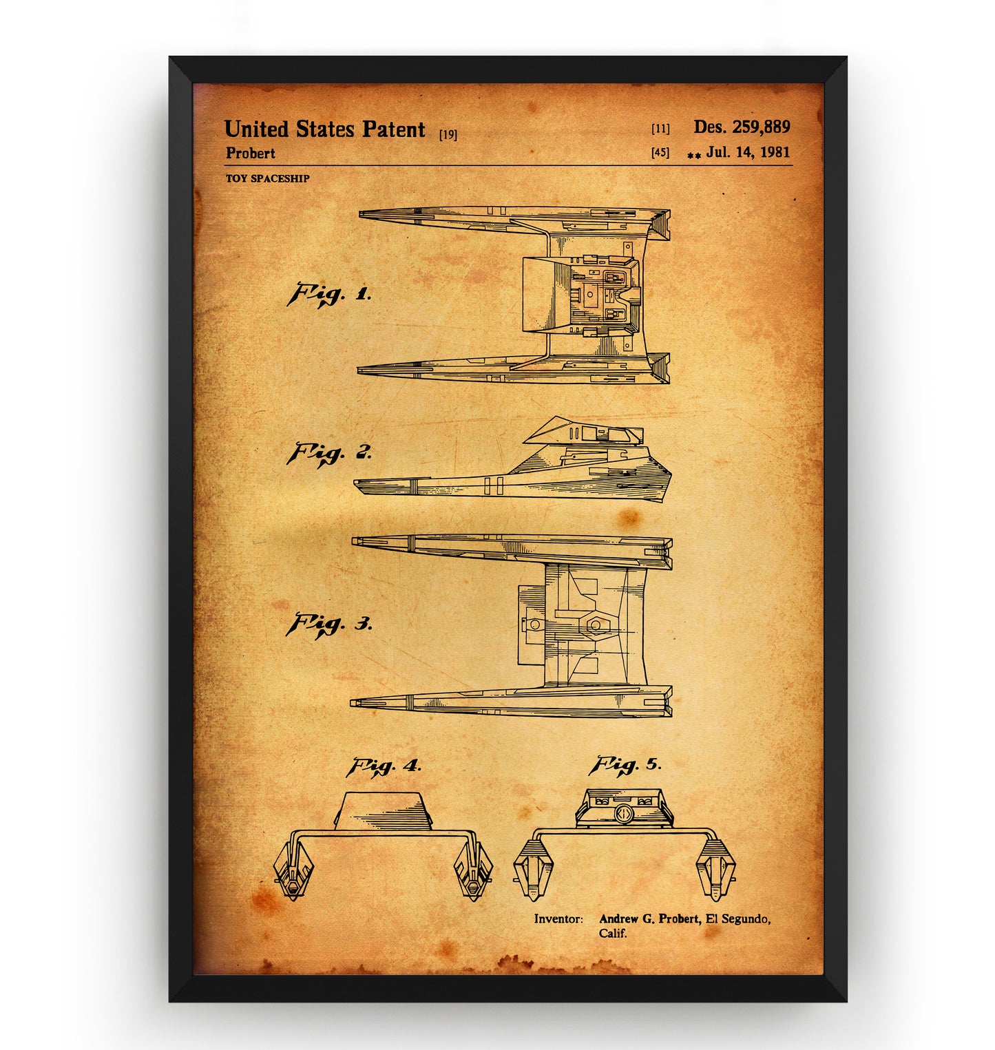 Star Trek Vulcan Shuttle Surak 1981 Patent Print - Magic Posters