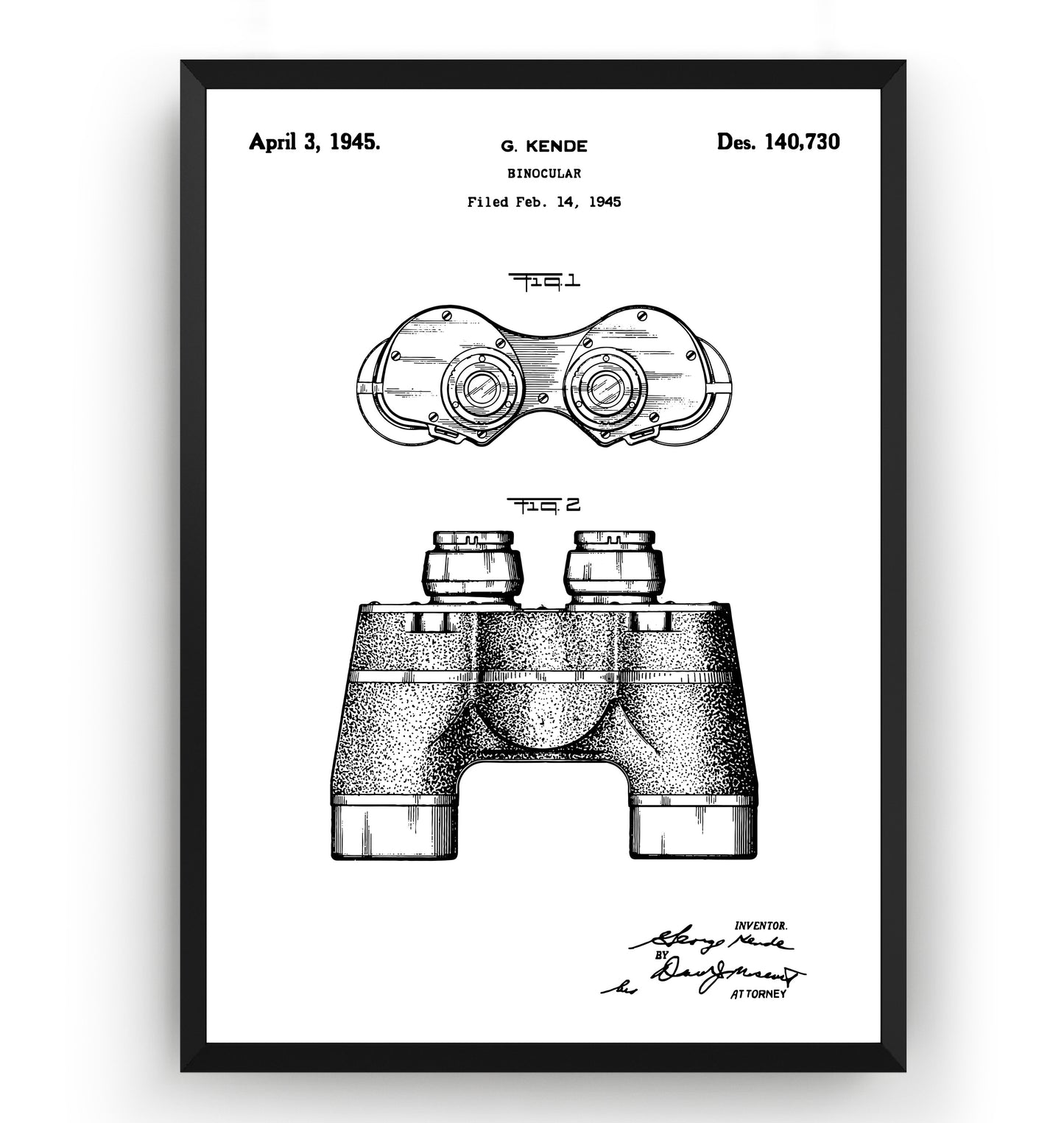 Binoculars 1945 Patent Print - Magic Posters