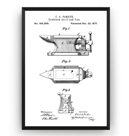 Combined Anvil And Vise 1877 Patent Print - Magic Posters