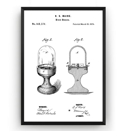 Dice Boxes 1874 Patent Print - Magic Posters