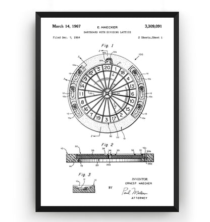 Dartboard With Dividing Lattice 1967 Patent Print - Magic Posters
