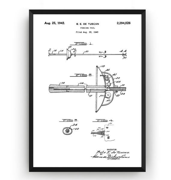 Fencing Foil 1942 Patent Print - Magic Posters