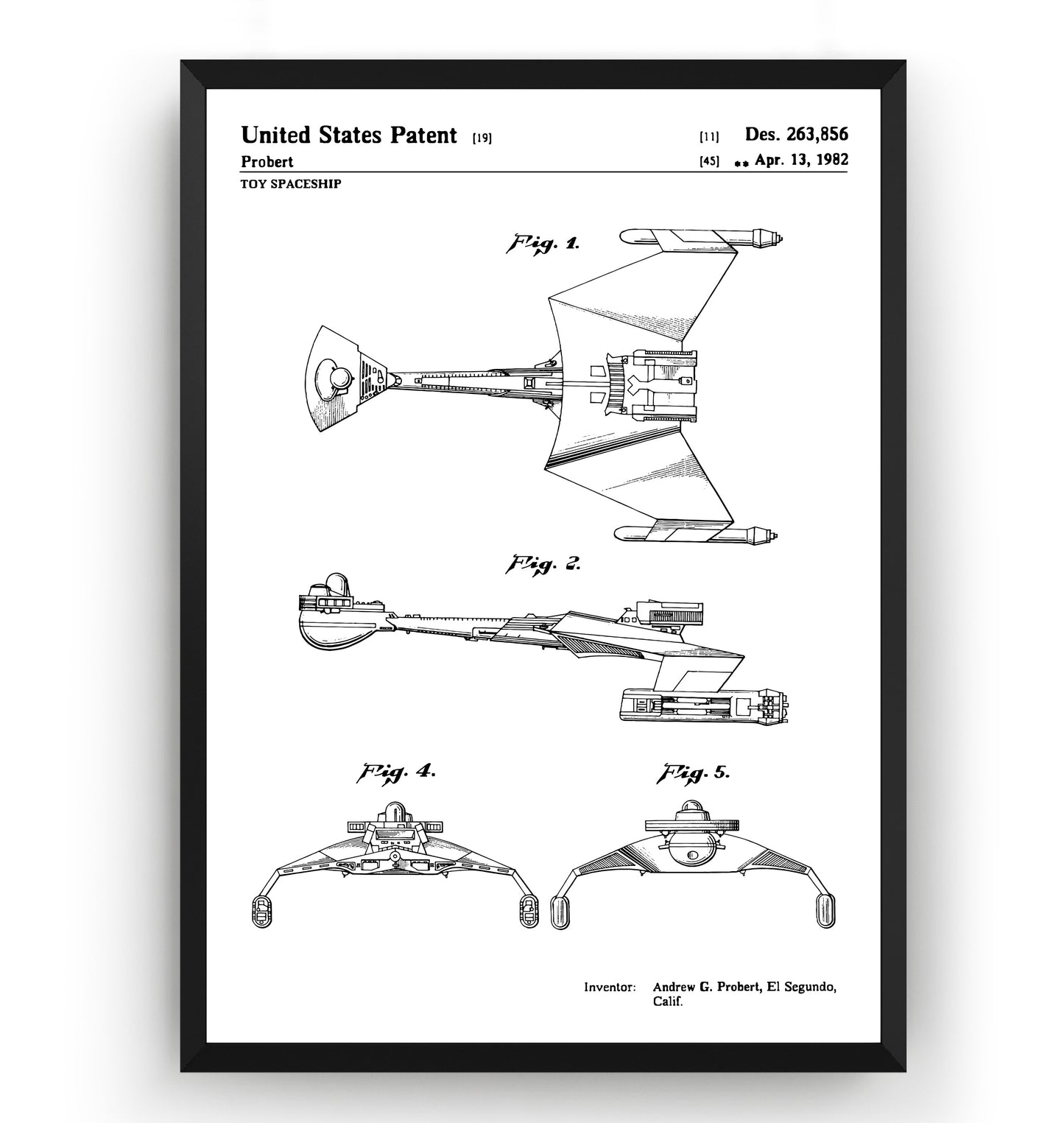 Star Trek Klingon Ship 1982 Patent Print - Magic Posters
