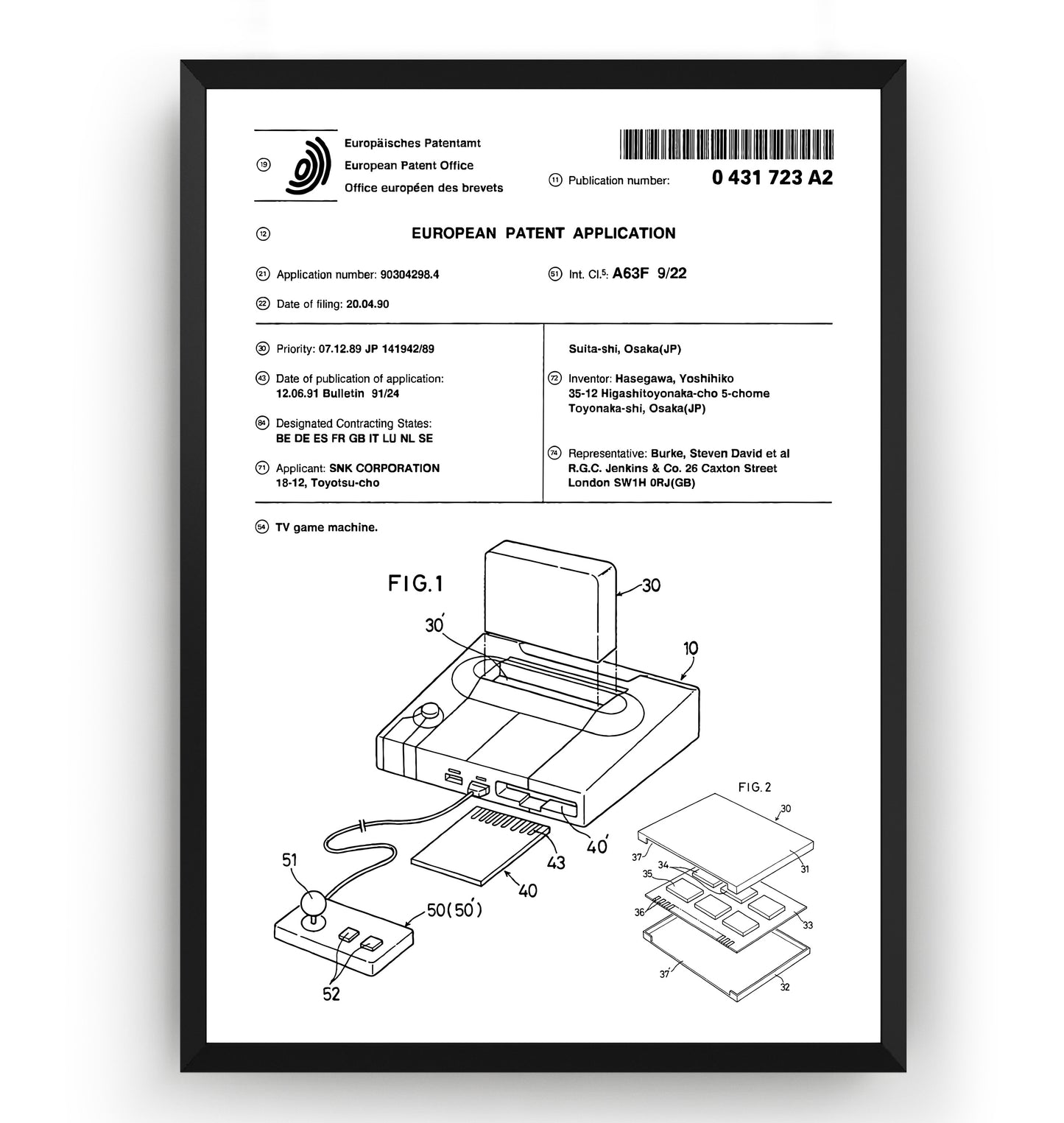 Neo Geo Console 1990 Patent Print - Magic Posters